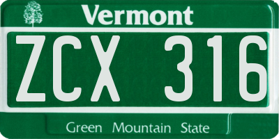 VT license plate ZCX316