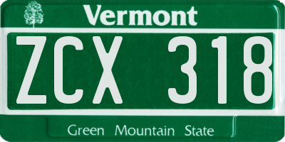 VT license plate ZCX318