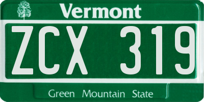 VT license plate ZCX319