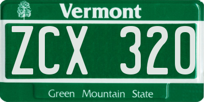 VT license plate ZCX320