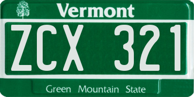 VT license plate ZCX321
