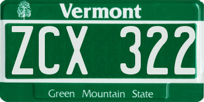 VT license plate ZCX322
