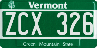 VT license plate ZCX326