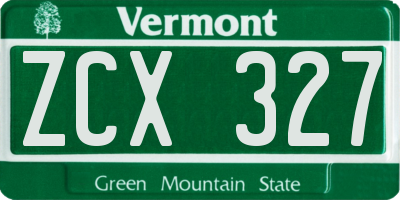 VT license plate ZCX327