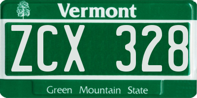 VT license plate ZCX328