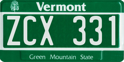 VT license plate ZCX331