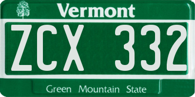 VT license plate ZCX332