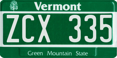 VT license plate ZCX335