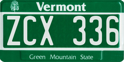 VT license plate ZCX336