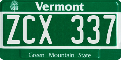VT license plate ZCX337
