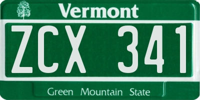 VT license plate ZCX341