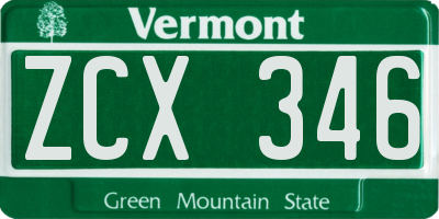 VT license plate ZCX346
