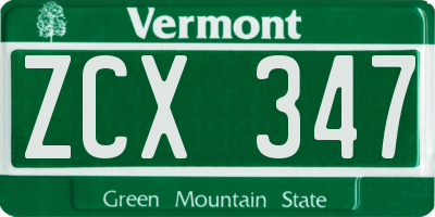 VT license plate ZCX347
