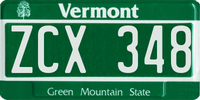 VT license plate ZCX348