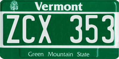 VT license plate ZCX353