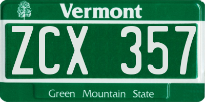 VT license plate ZCX357