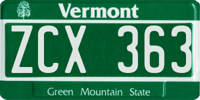 VT license plate ZCX363