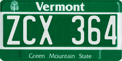 VT license plate ZCX364