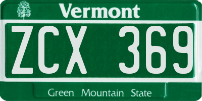 VT license plate ZCX369