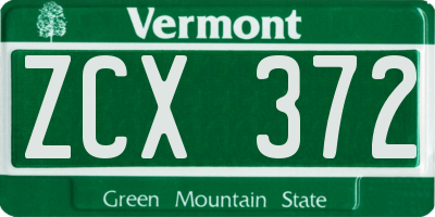 VT license plate ZCX372