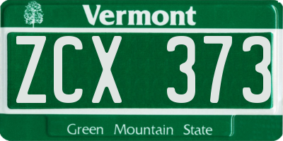 VT license plate ZCX373