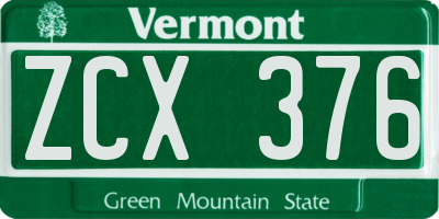 VT license plate ZCX376
