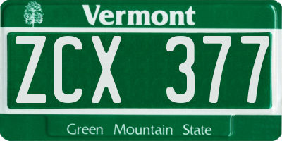 VT license plate ZCX377