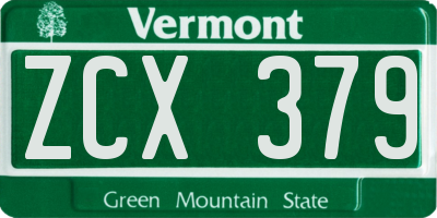 VT license plate ZCX379
