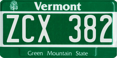 VT license plate ZCX382