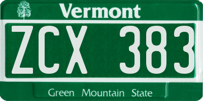 VT license plate ZCX383