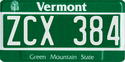 VT license plate ZCX384