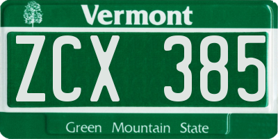 VT license plate ZCX385