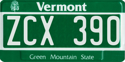 VT license plate ZCX390