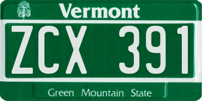 VT license plate ZCX391