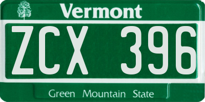 VT license plate ZCX396