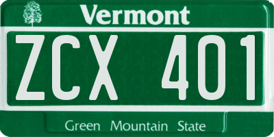 VT license plate ZCX401