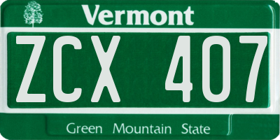 VT license plate ZCX407