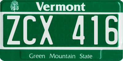 VT license plate ZCX416