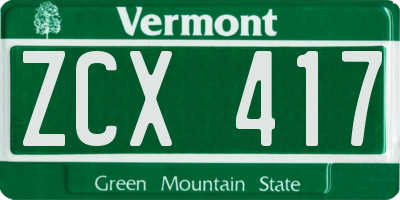 VT license plate ZCX417