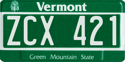 VT license plate ZCX421