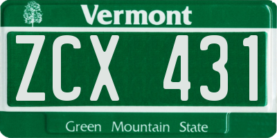VT license plate ZCX431