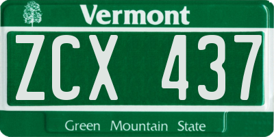 VT license plate ZCX437