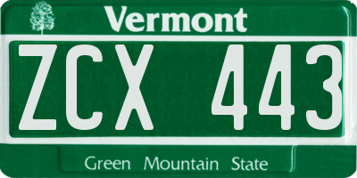 VT license plate ZCX443
