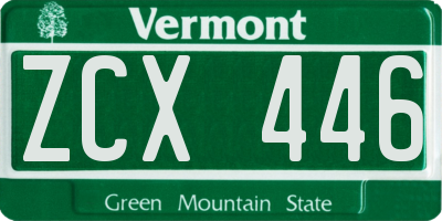 VT license plate ZCX446