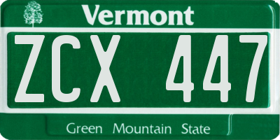 VT license plate ZCX447