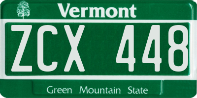 VT license plate ZCX448