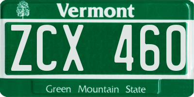 VT license plate ZCX460