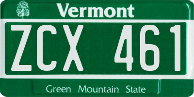 VT license plate ZCX461