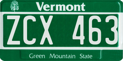 VT license plate ZCX463