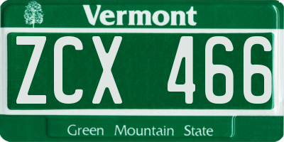 VT license plate ZCX466